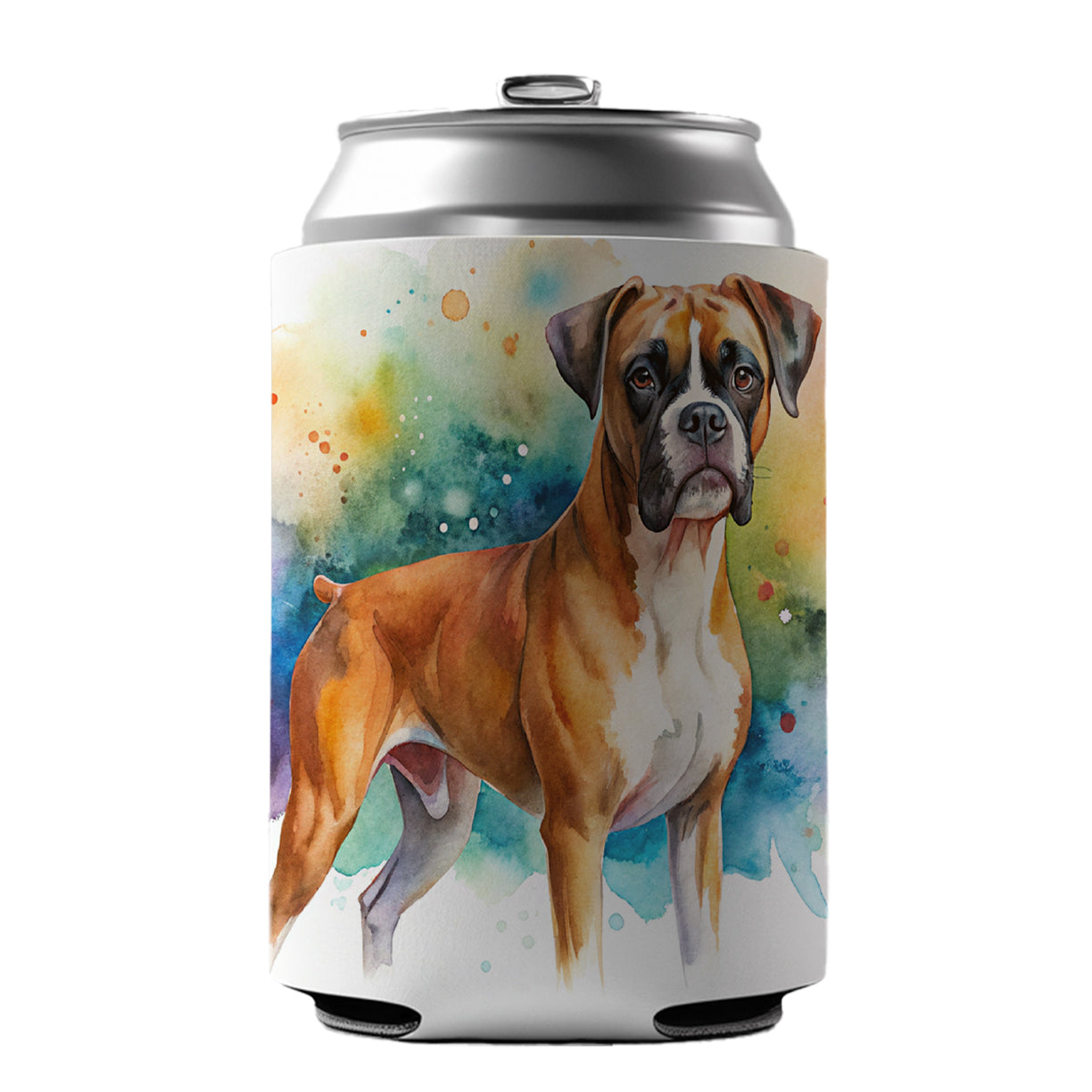 Boxer Dog Watercolor Style Can Cooler Beer Soda Drink Insulated Holder Sleeve Hugger