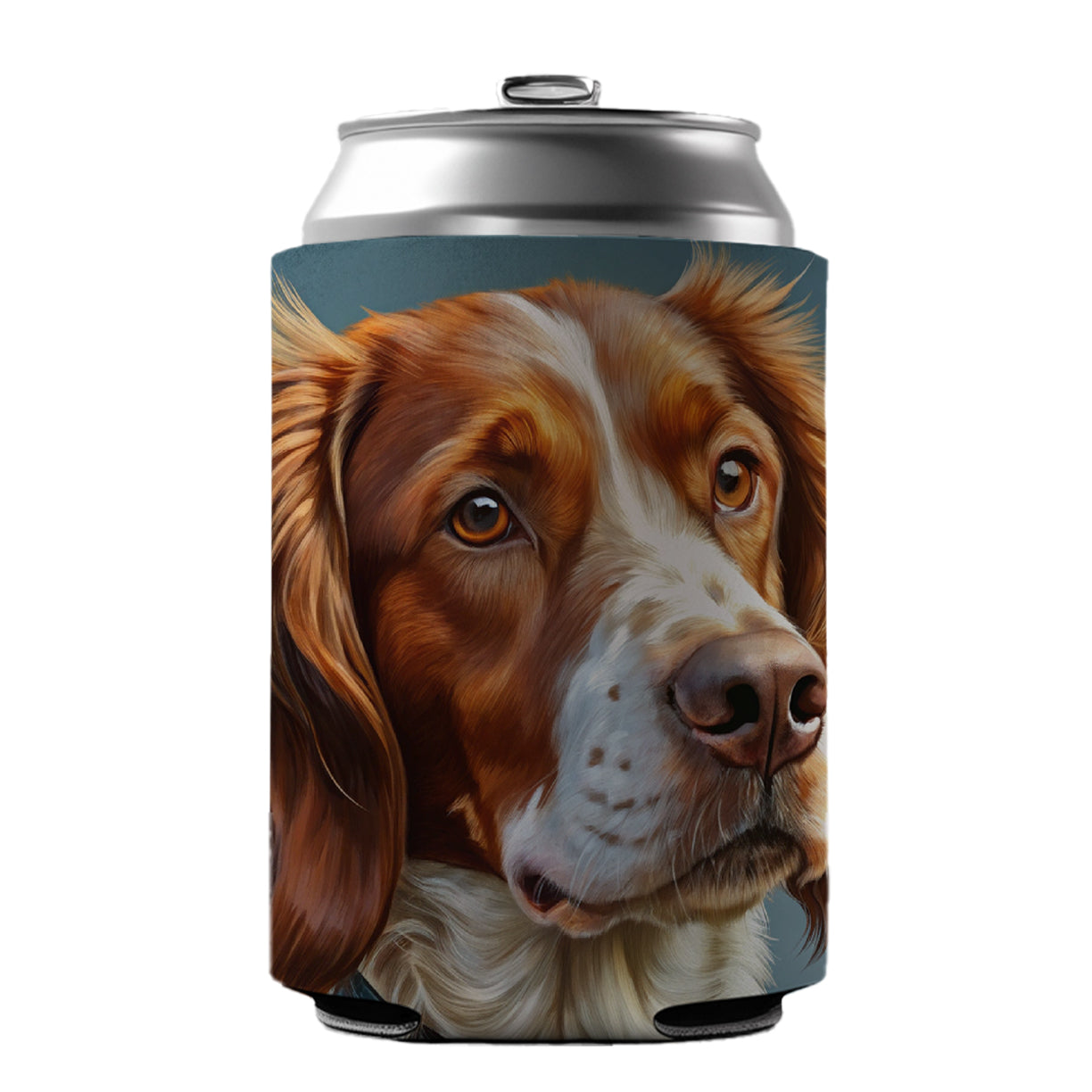 Brittany Spaniel Dog Illustration Can Cooler Beer Soda Drink Insulated Holder Sleeve Hugger