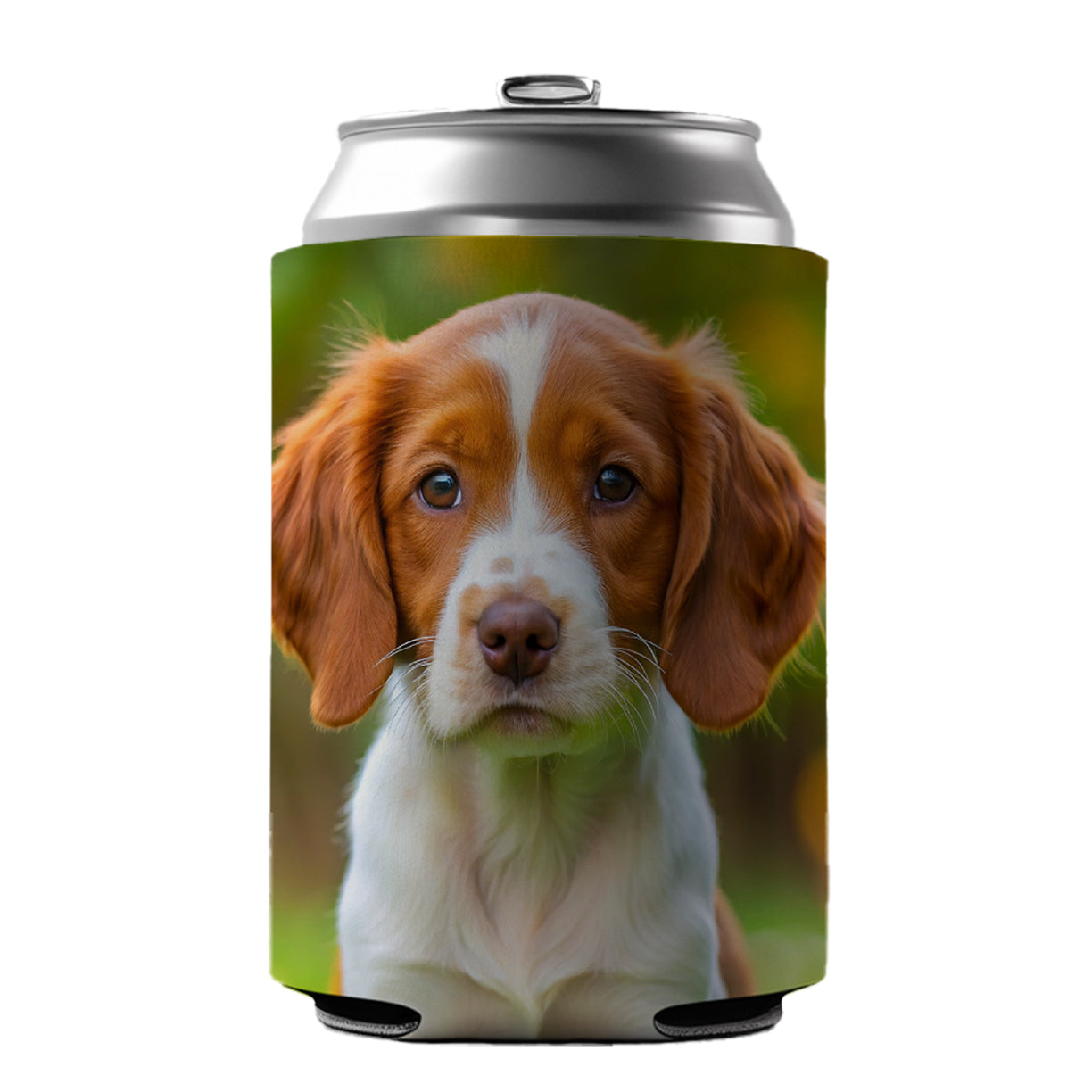 Brittany Spaniel Dog Puppy Photo Can Cooler Beer Soda Drink Insulated Holder Sleeve Hugger