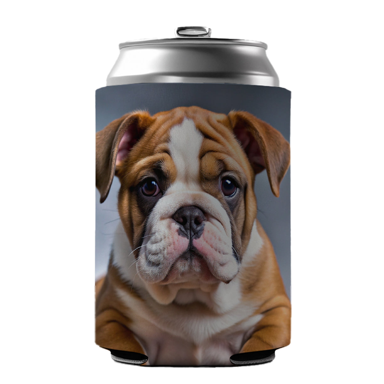 Bulldog Puppy Photo Can Cooler Beer Soda Drink Insulated Holder Sleeve Hugger