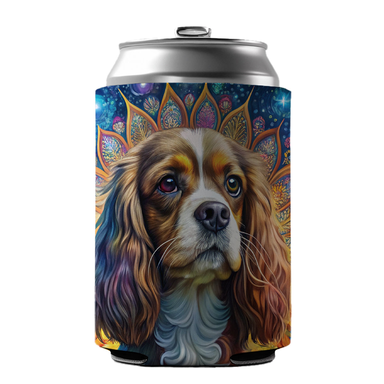 Cavalier King Charles Spaniel Dog Bohemian Art Can Cooler Beer Soda Drink Insulated Holder Sleeve Hugger