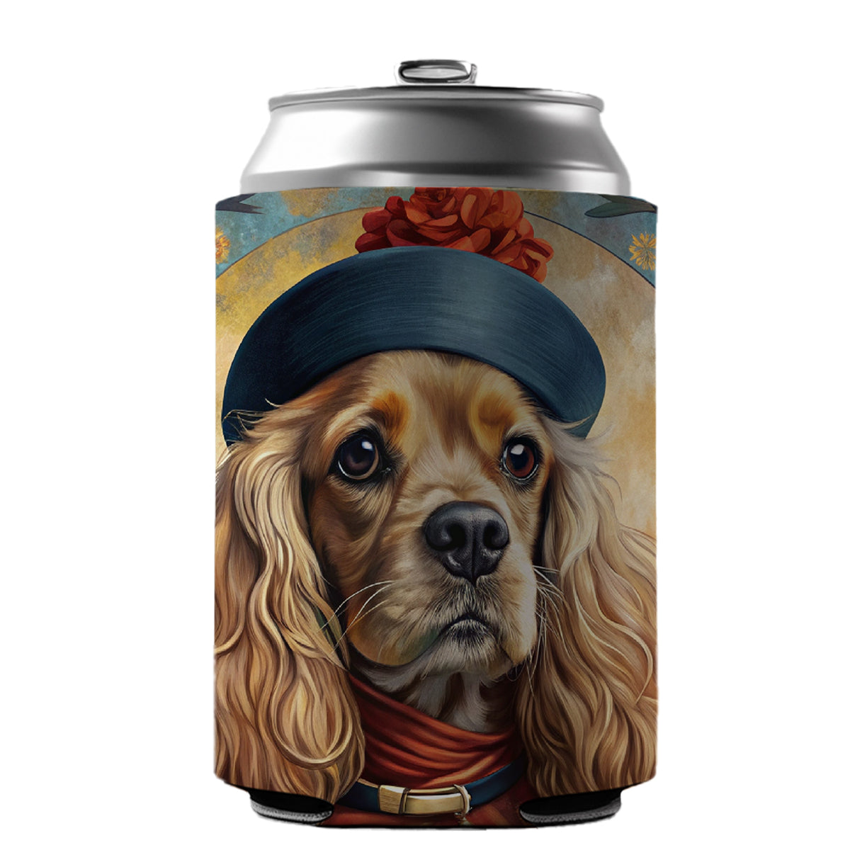 Cavalier King Charles Spaniel Dog French Bohemian Art Can Cooler Beer Soda Drink Insulated Holder Sleeve Hugger