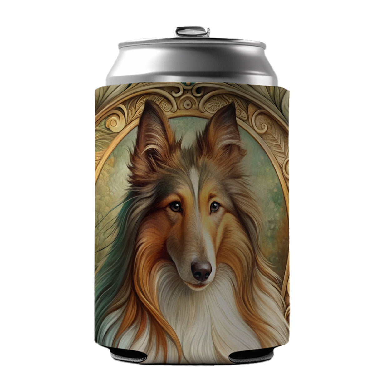 Collie Dog Art Nouveau Can Cooler Beer Soda Drink Insulated Holder Sleeve Hugger