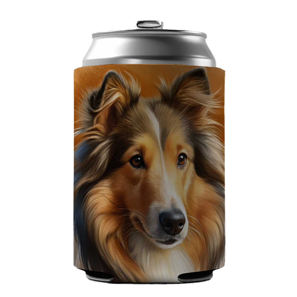 Collie Dog Illustration Can Cooler Beer Soda Drink Insulated Holder Sleeve Hugger