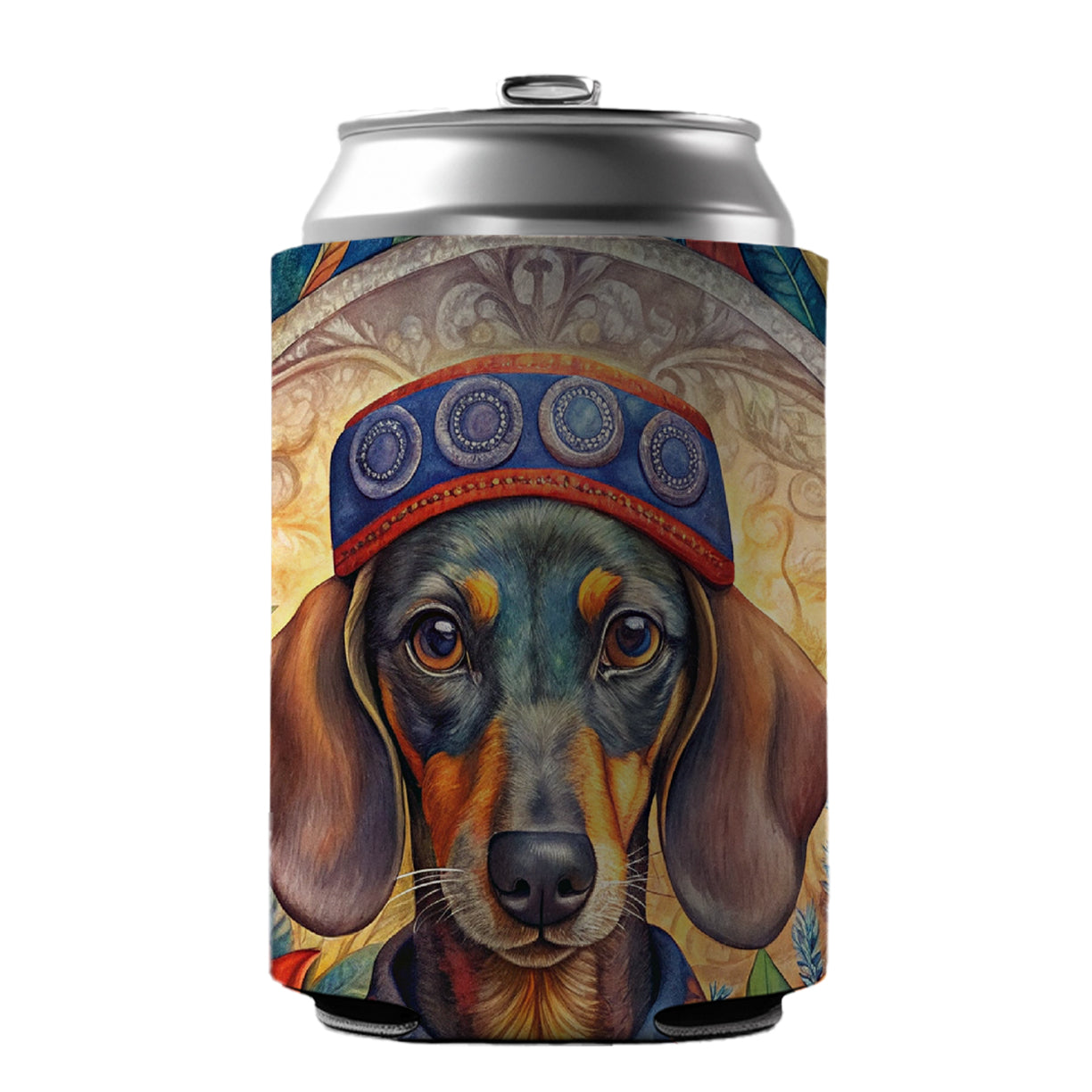 Dachshund Dog French Bohemian Art Can Cooler Beer Soda Drink Insulated Holder Sleeve Hugger