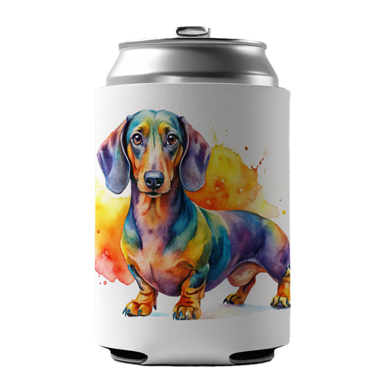 Dachshund Dog Watercolor Style Can Cooler Beer Soda Drink Insulated Holder Sleeve Hugger