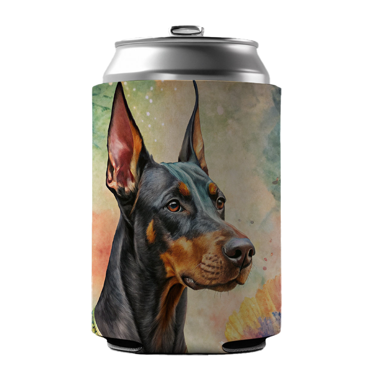 Doberman Pinscher Dog Bohemian Art Can Cooler Beer Soda Drink Insulated Holder Sleeve Hugger