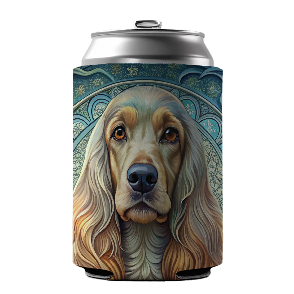 English Cocker Spaniel Dog Art Nouveau Can Cooler Beer Soda Drink Insulated Holder Sleeve Hugger