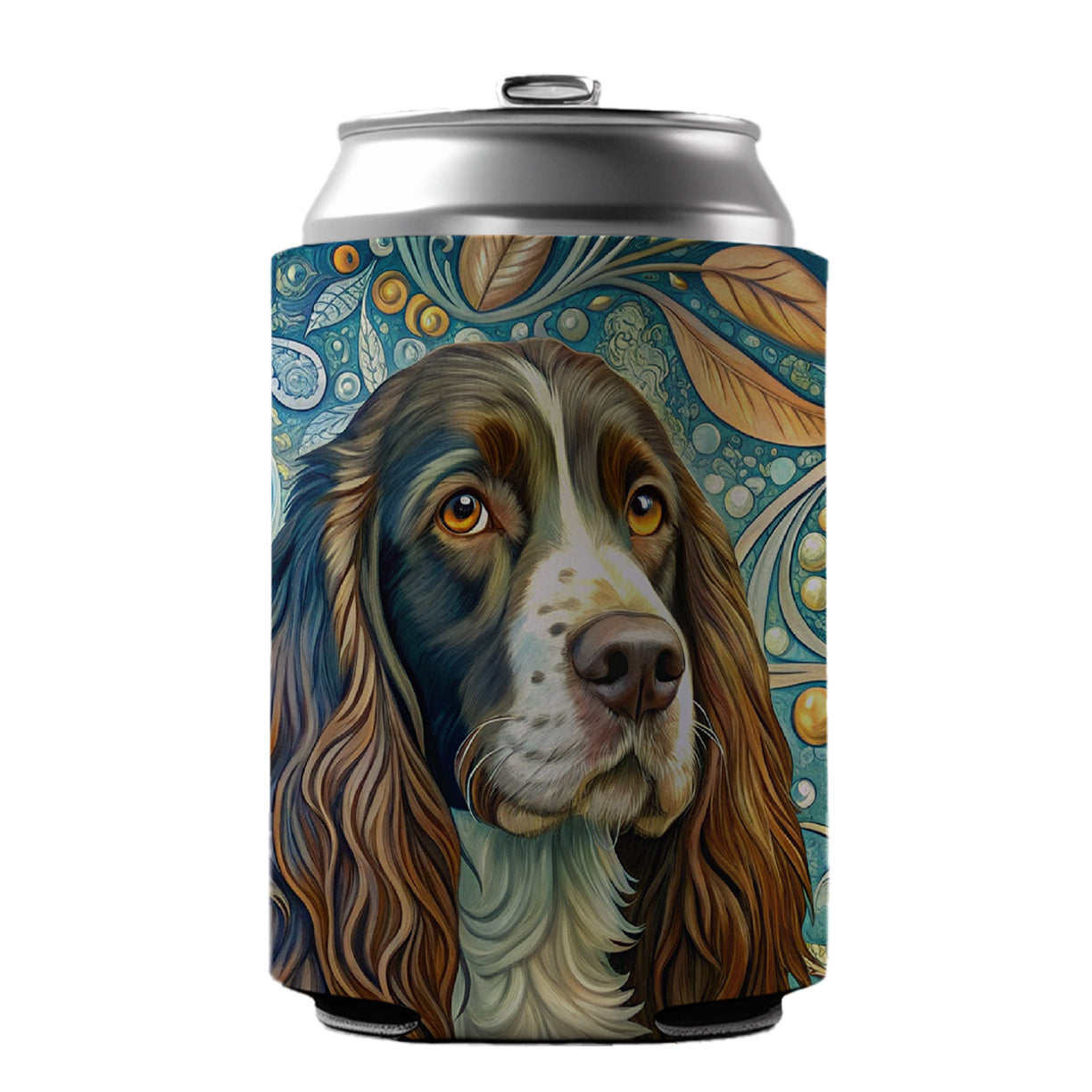 English Springer Spaniel Dog Art Nouveau Can Cooler Beer Soda Drink Insulated Holder Sleeve Hugger