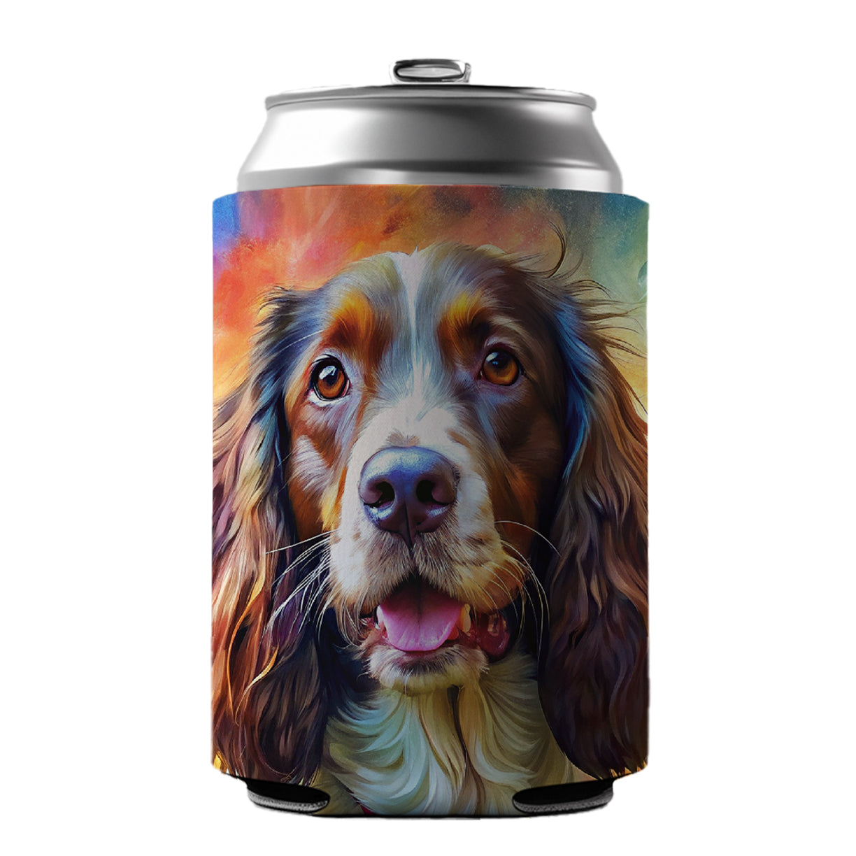 English Springer Spaniel Dog Expressionism Art Can Cooler Beer Soda Drink Insulated Holder Sleeve Hugger