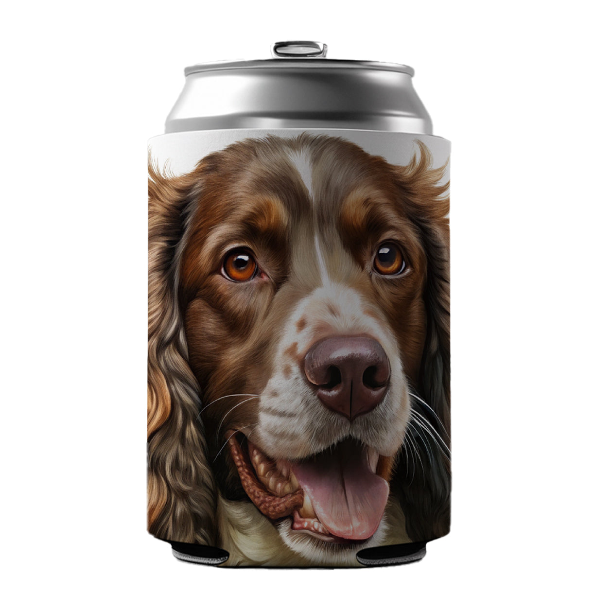 English Springer Spaniel Dog Illustration Can Cooler Beer Soda Drink Insulated Holder Sleeve Hugger