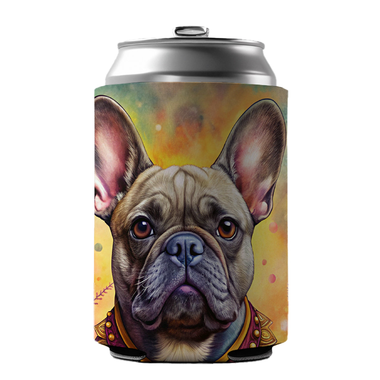French Bulldog Frenchie Dog Bohemian Art Can Cooler Beer Soda Drink Insulated Holder Sleeve Hugger