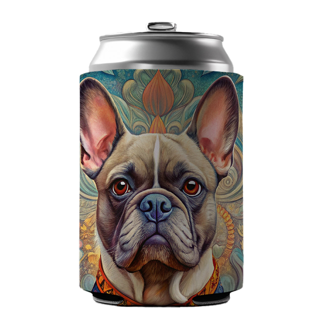 French Bulldog Frenchie Dog French Bohemian Art Can Cooler Beer Soda Drink Insulated Holder Sleeve Hugger