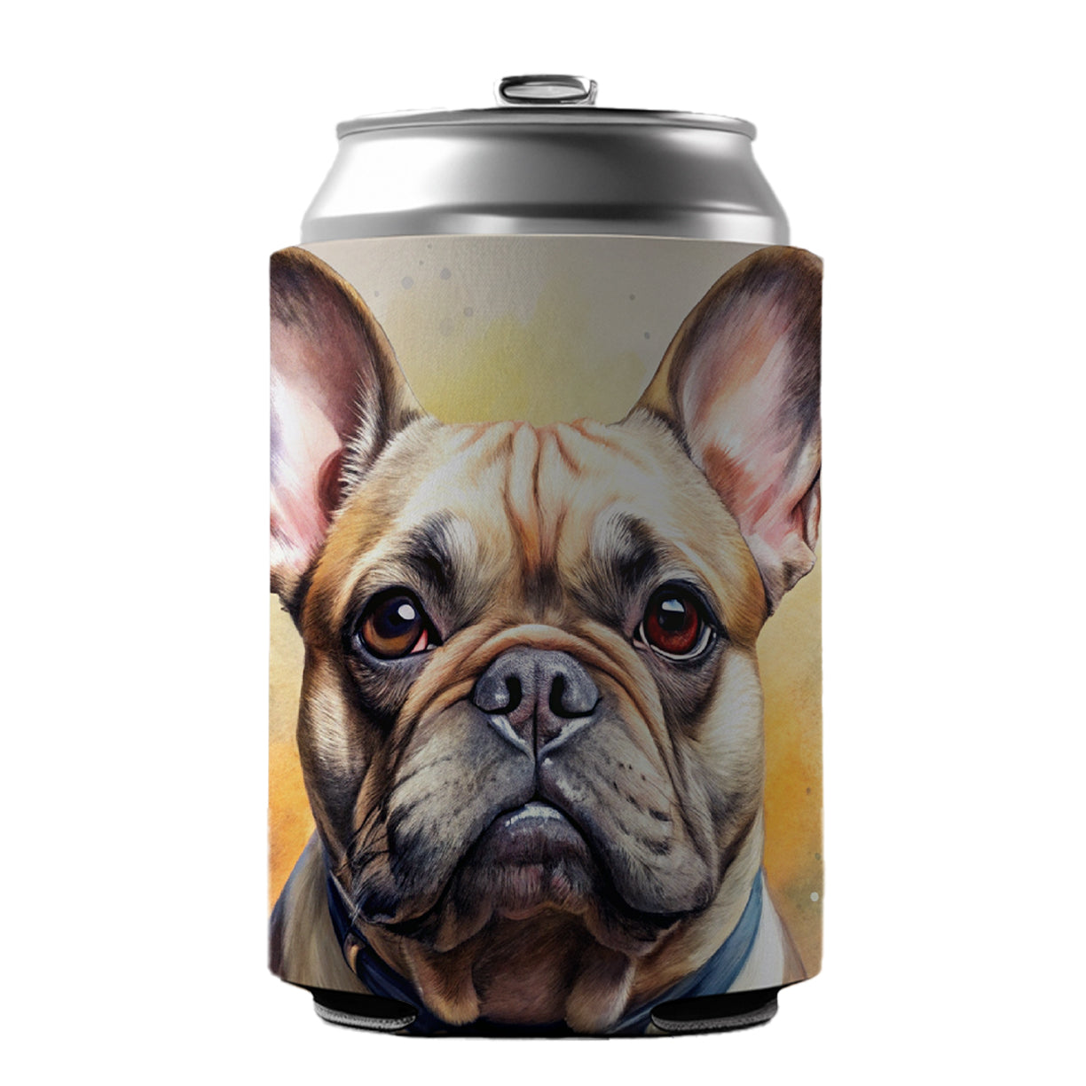 French Bulldog Frenchie Dog Illustration Can Cooler Beer Soda Drink Insulated Holder Sleeve Hugger
