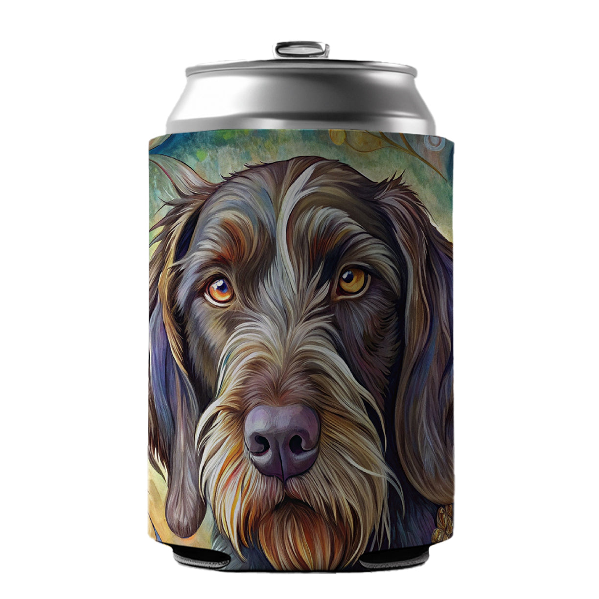 German Wirehaired Pointer Dog Bohemian Art Can Cooler Beer Soda Drink Insulated Holder Sleeve Hugger