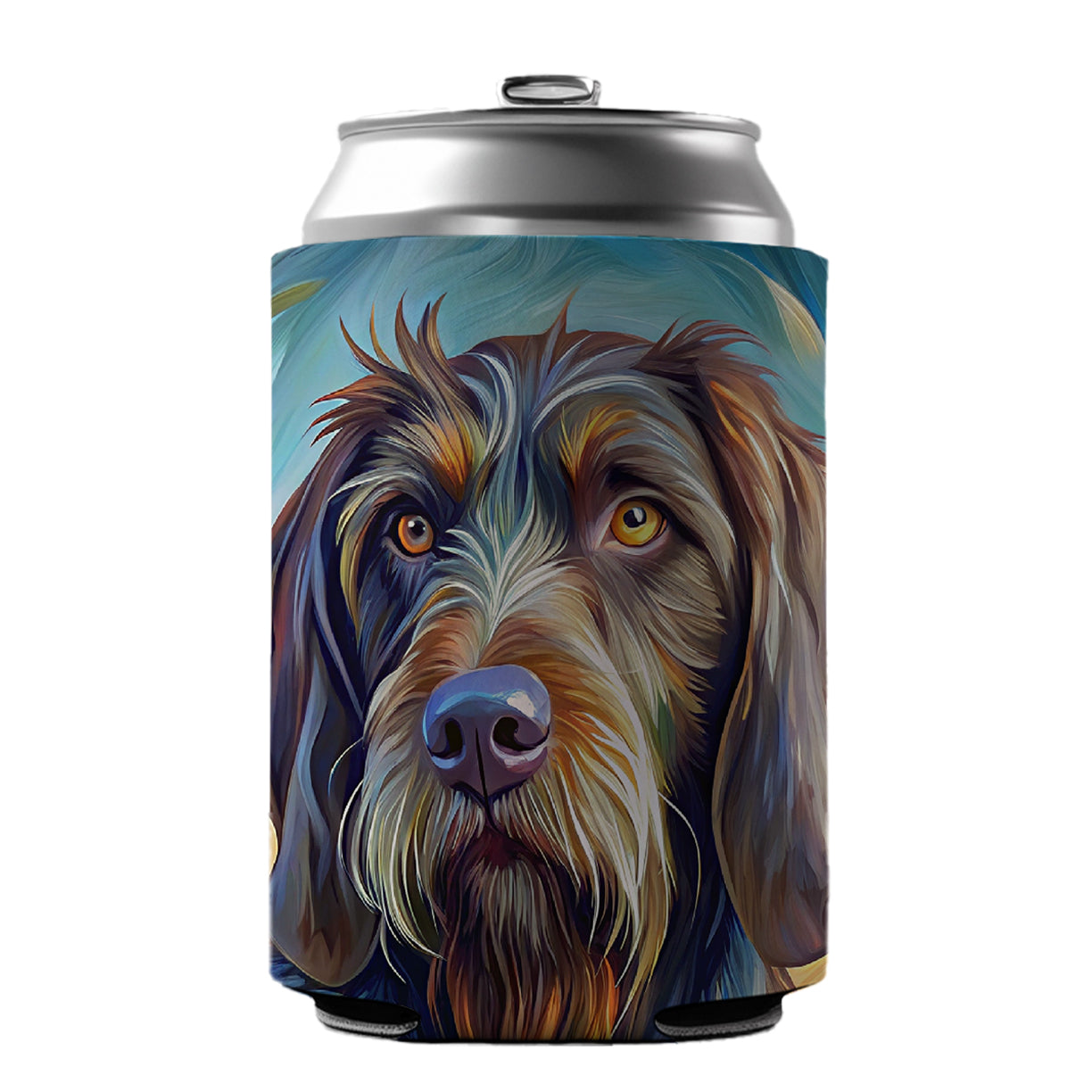 German Wirehaired Pointer Dog Expressionism Art Can Cooler Beer Soda Drink Insulated Holder Sleeve Hugger