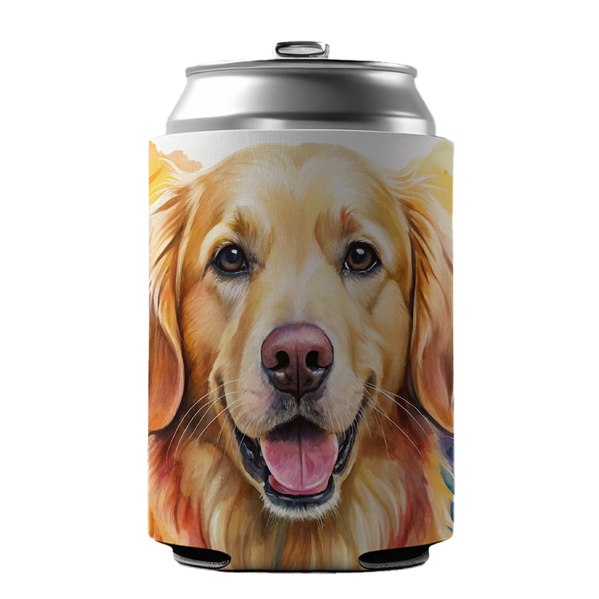 Golden Retriever Dog Watercolor Style Can Cooler Beer Soda Drink Insulated Holder Sleeve Hugger