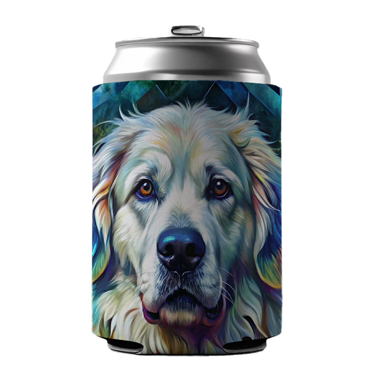 Great Pyrenees Dog Abstract Art Can Cooler Beer Soda Drink Insulated Holder Sleeve Hugger
