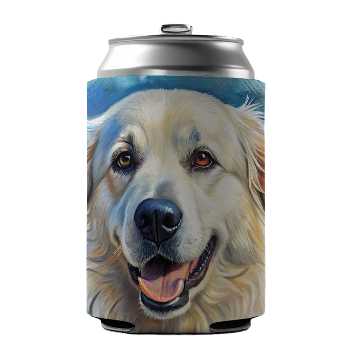 Great Pyrenees Dog Illustration Can Cooler Beer Soda Drink Insulated Holder Sleeve Hugger