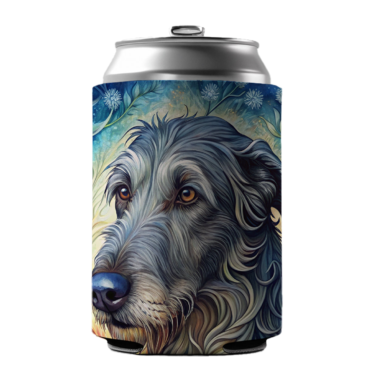 Irish Wolfhound Dog French Bohemian Art Can Cooler Beer Soda Drink Insulated Holder Sleeve Hugger