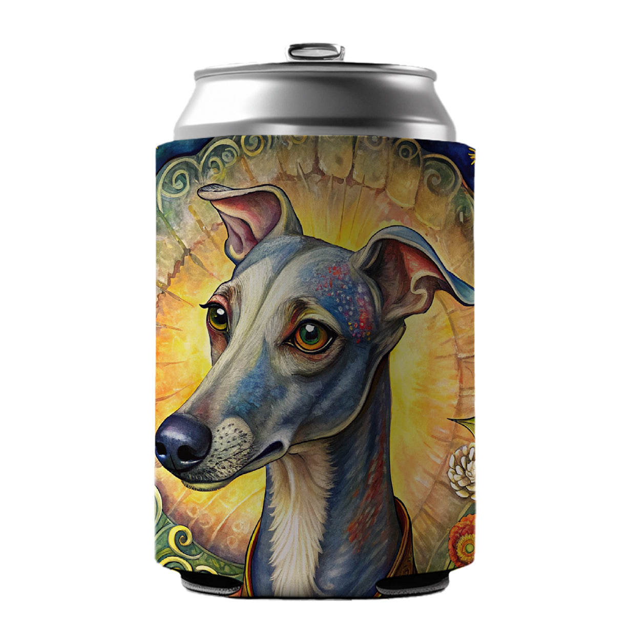 Italian Greyhound Dog French Bohemian Art Can Cooler Beer Soda Drink Insulated Holder Sleeve Hugger