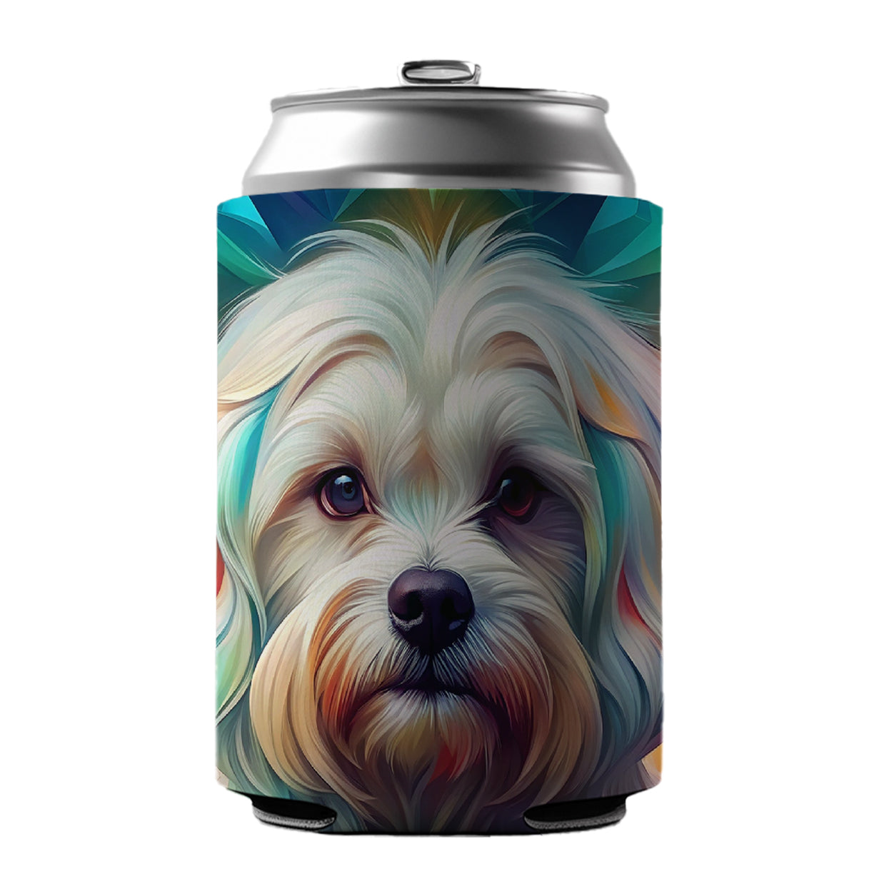 Maltese Dog Abstract Art Can Cooler Beer Soda Drink Insulated Holder Sleeve Hugger