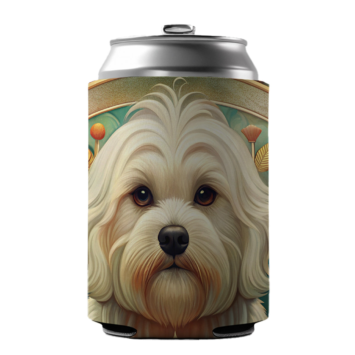 Maltese Dog Art Nouveau Can Cooler Beer Soda Drink Insulated Holder Sleeve Hugger