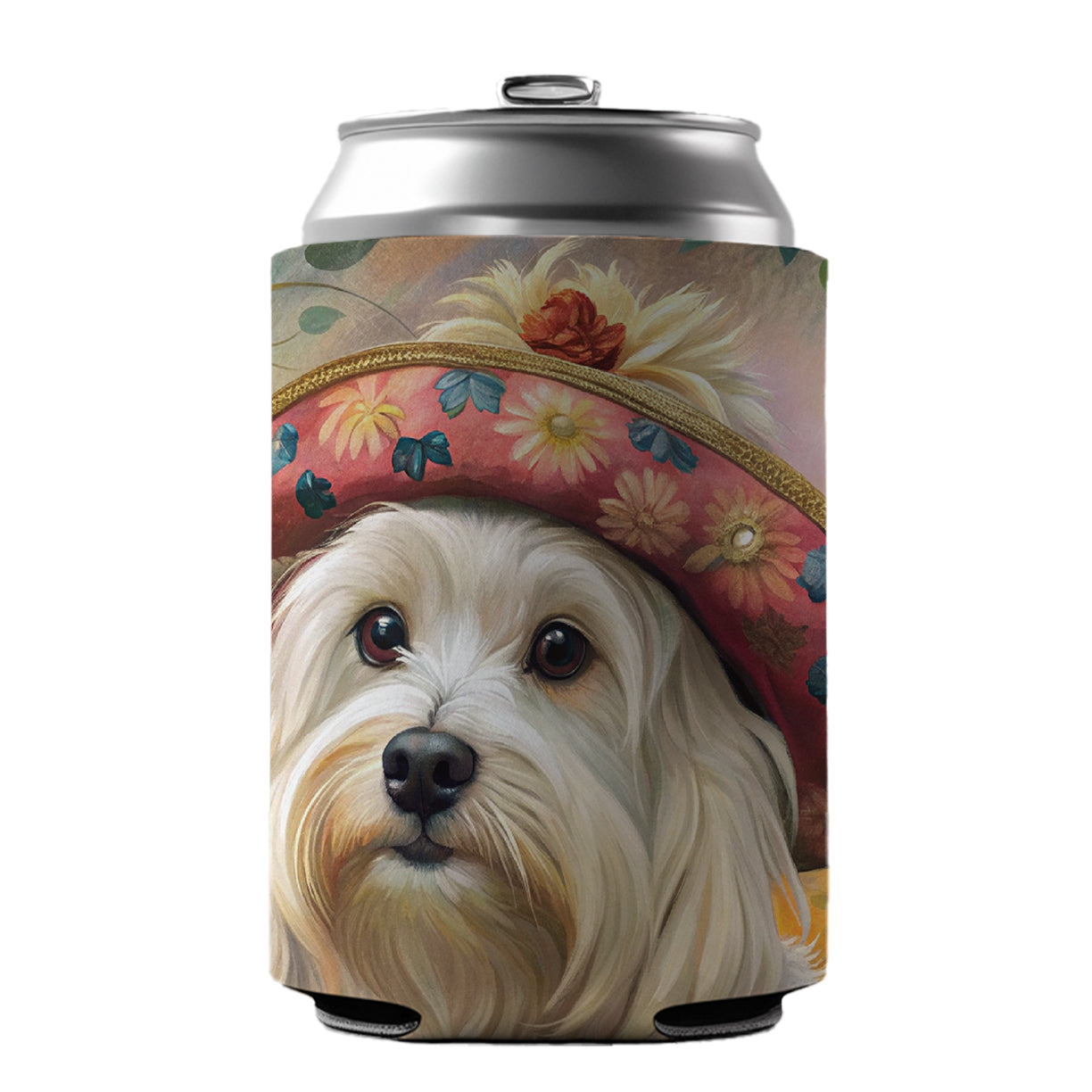 Maltese Dog French Bohemian Art Can Cooler Beer Soda Drink Insulated Holder Sleeve Hugger