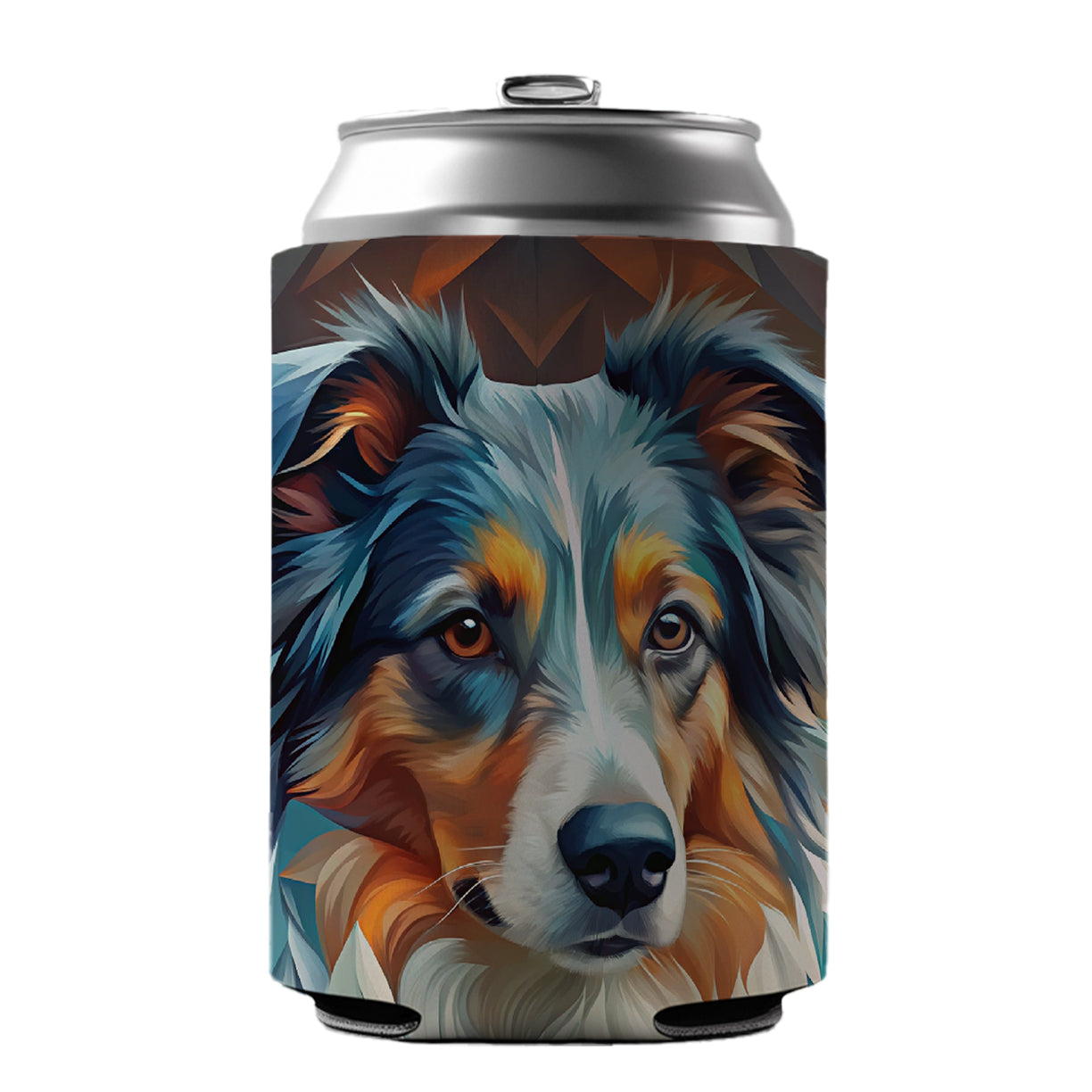 Miniature American Shepherd Dog Abstract Stylized Art Can Cooler Beer Soda Drink Insulated Holder Sleeve Hugger