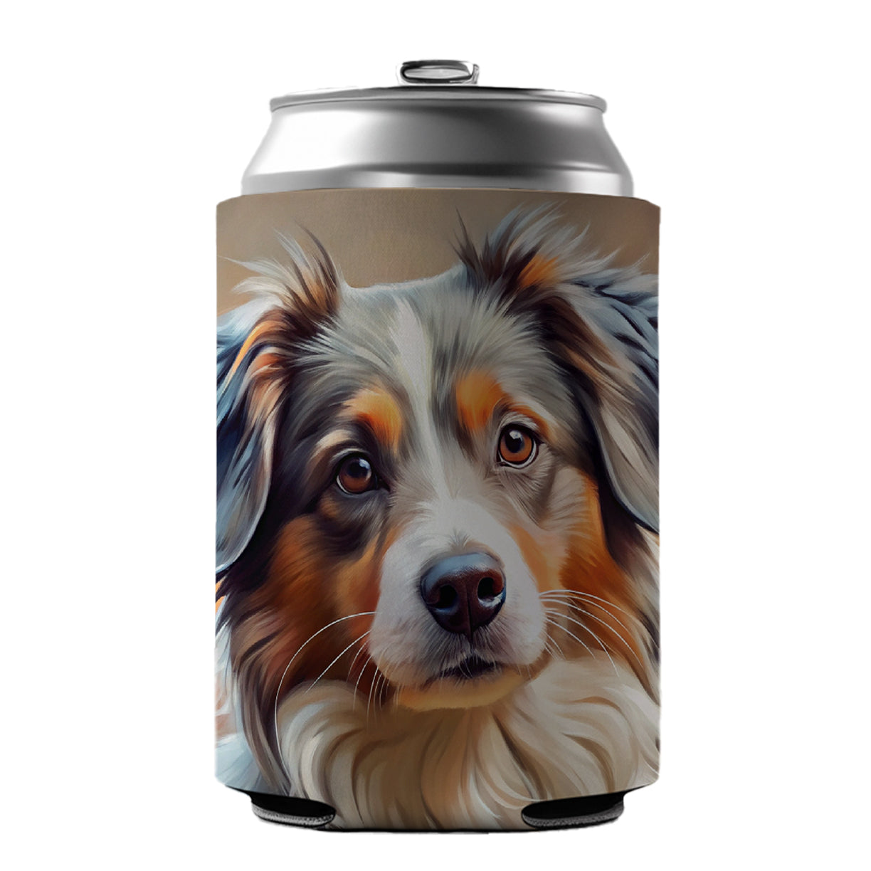 Miniature American Shepherd Dog Expressionism Art Can Cooler Beer Soda Drink Insulated Holder Sleeve Hugger