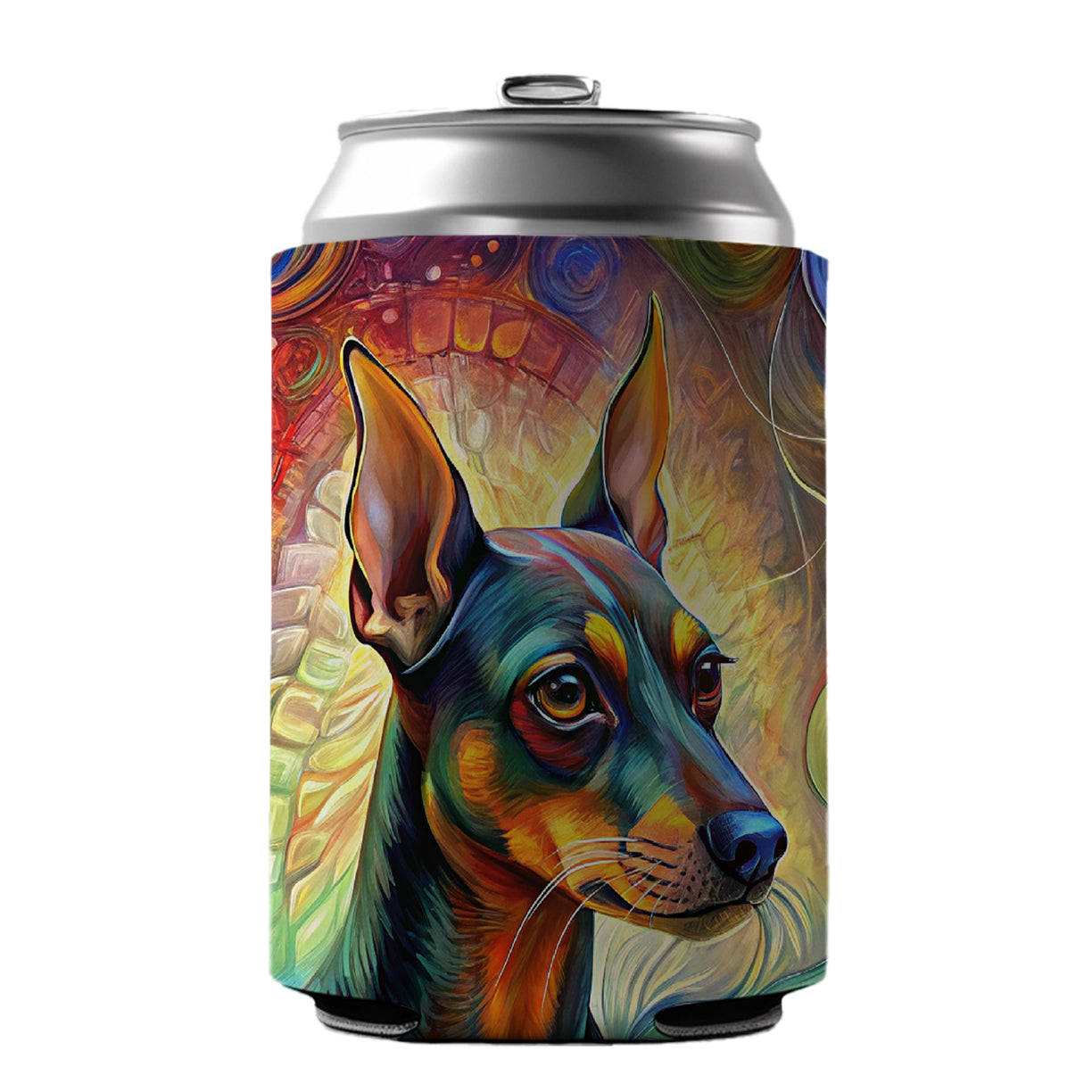 Miniature Pinscher Dog Abstract Art Can Cooler Beer Soda Drink Insulated Holder Sleeve Hugger