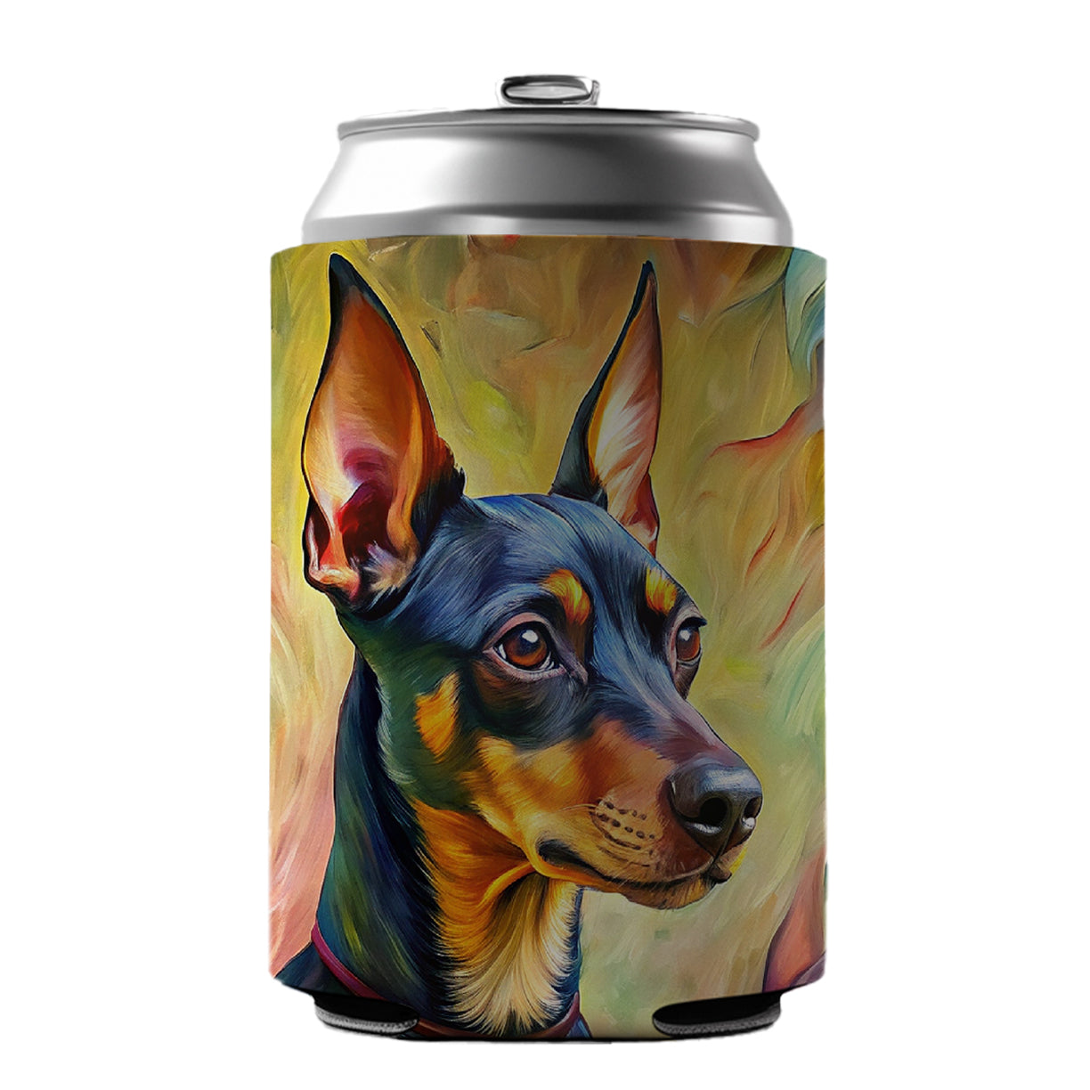 Miniature Pinscher Dog Expressionism Art Can Cooler Beer Soda Drink Insulated Holder Sleeve Hugger