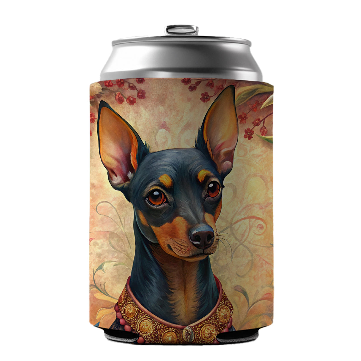 Miniature Pinscher Dog French Bohemian Art Can Cooler Beer Soda Drink Insulated Holder Sleeve Hugger