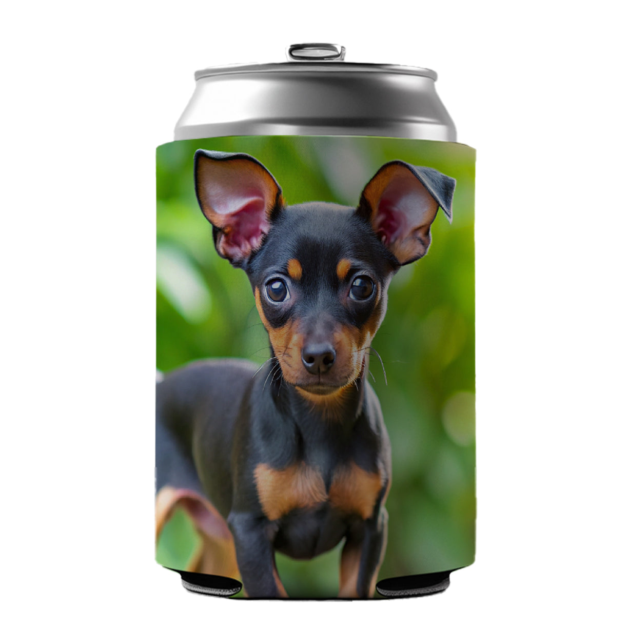 Miniature Pinscher Dog Puppy Photo Can Cooler Beer Soda Drink Insulated Holder Sleeve Hugger