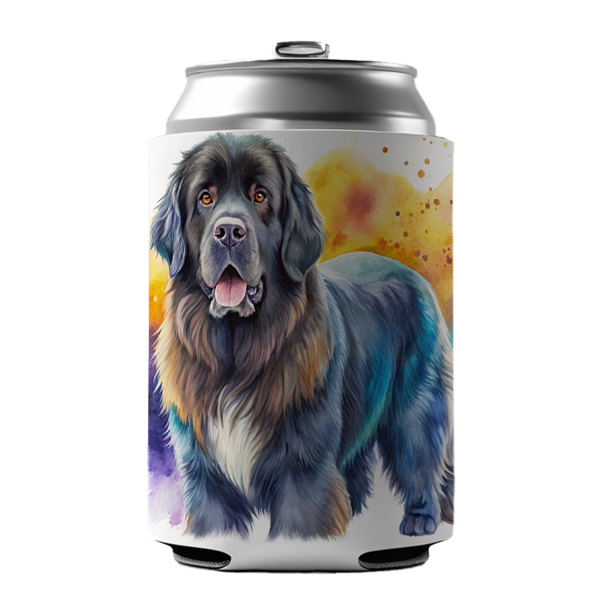 Newfoundland Dog Watercolor Style Can Cooler Beer Soda Drink Insulated Holder Sleeve Hugger