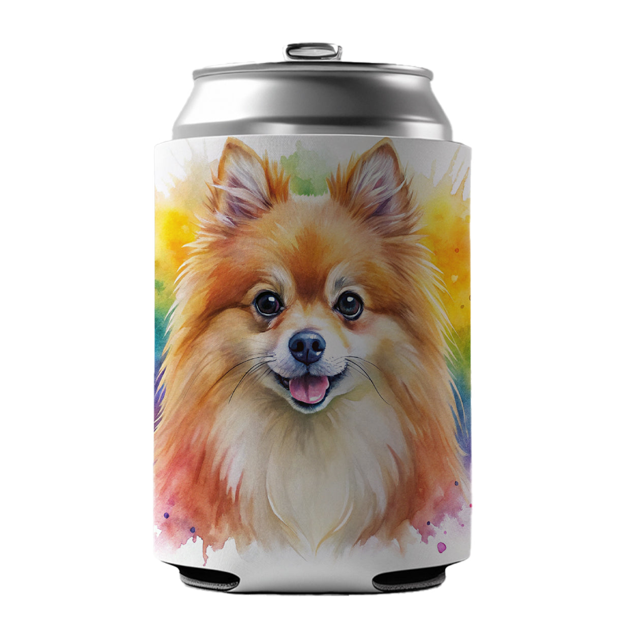 Pomeranian Dog Watercolor Style Can Cooler Beer Soda Drink Insulated Holder Sleeve Hugger