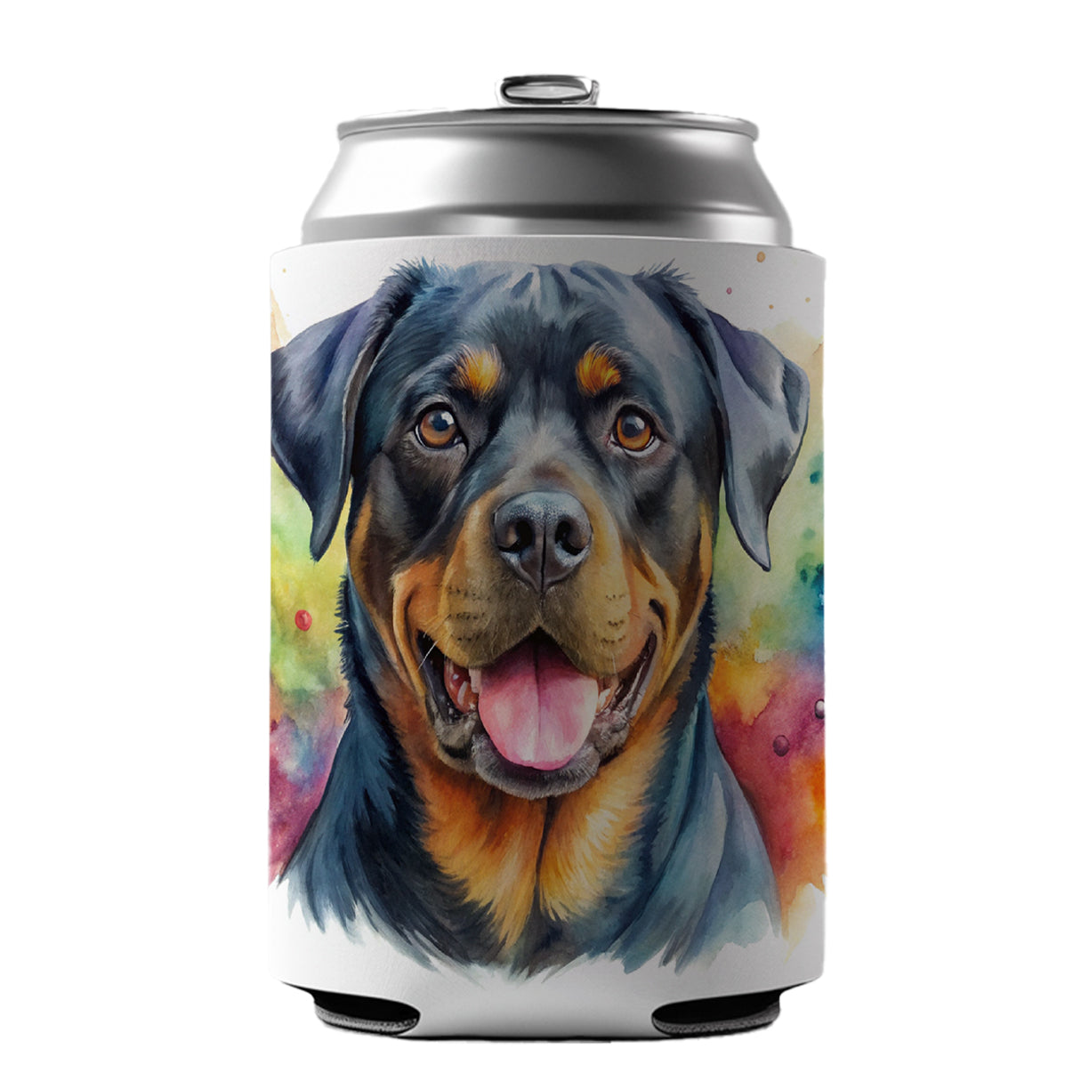 Rottweiler Dog Watercolor Style Can Cooler Beer Soda Drink Insulated Holder Sleeve Hugger