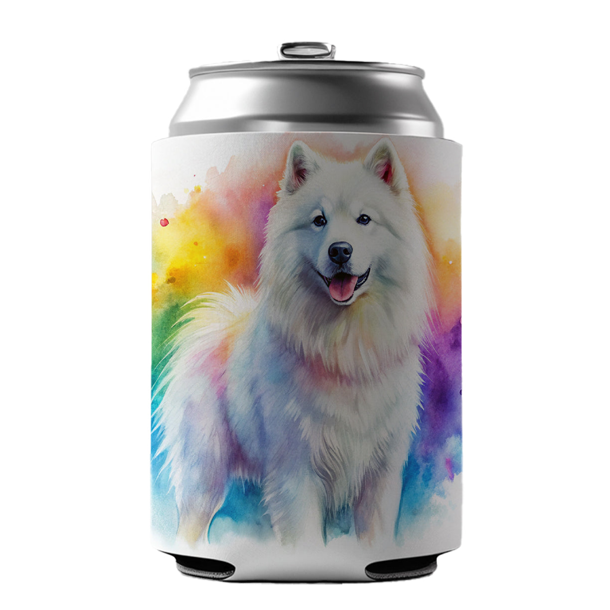 Samoyed Dog Watercolor Style Can Cooler Beer Soda Drink Insulated Holder Sleeve Hugger