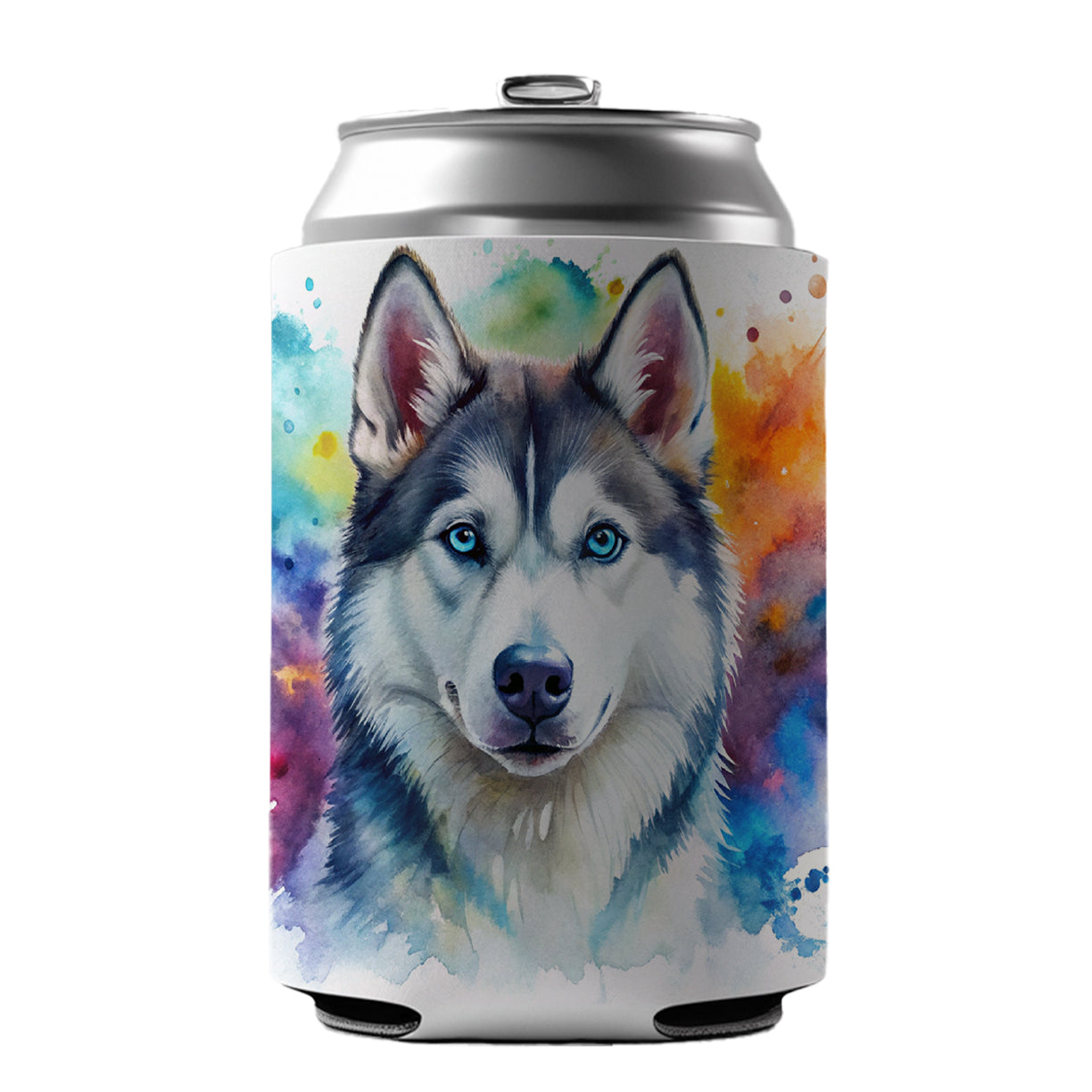 Siberian Husky Dog Watercolor Style Can Cooler Beer Soda Drink Insulated Holder Sleeve Hugger