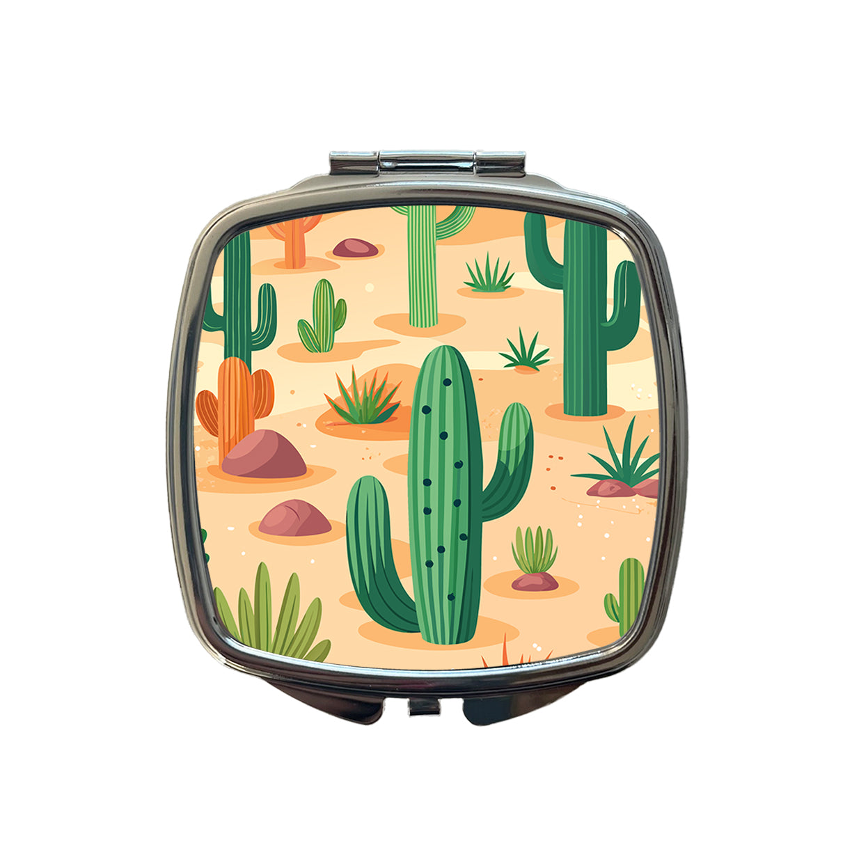 Cactus Cacti Desert Scattered Pattern Small Travel Purse Handbag Pocket Makeup Compact Mirror