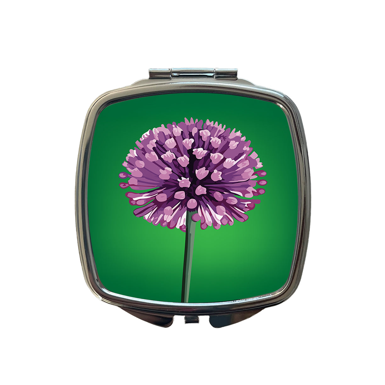 Allium Flower Purple Watercolor Small Travel Purse Handbag Pocket Makeup Compact Mirror