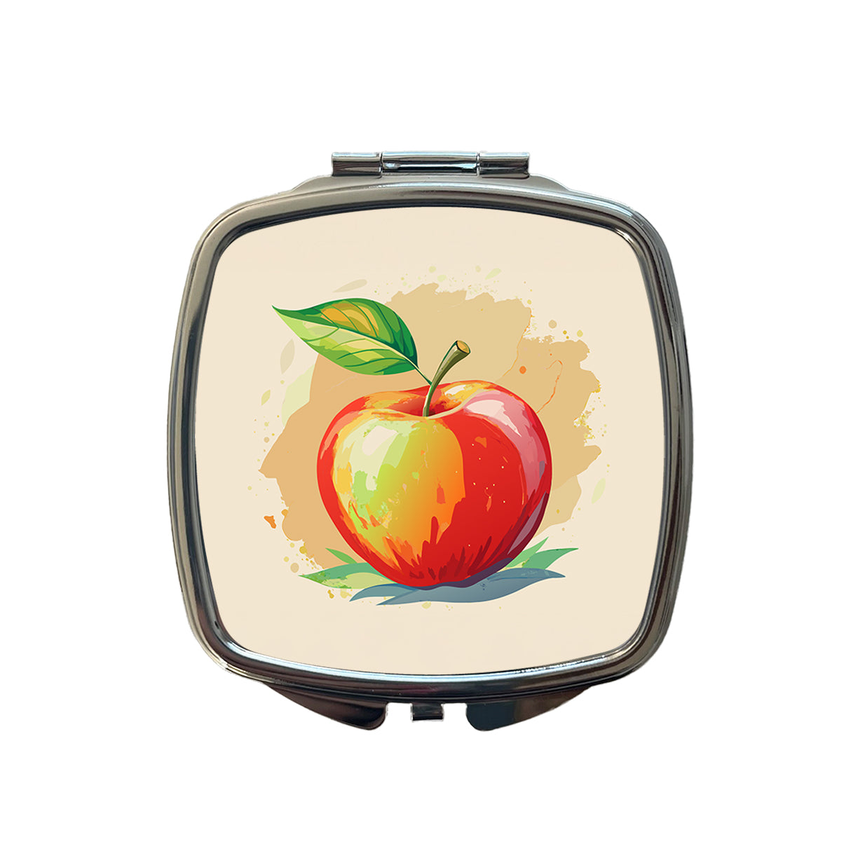 Apple Watercolor Teacher Small Travel Purse Handbag Pocket Makeup Compact Mirror
