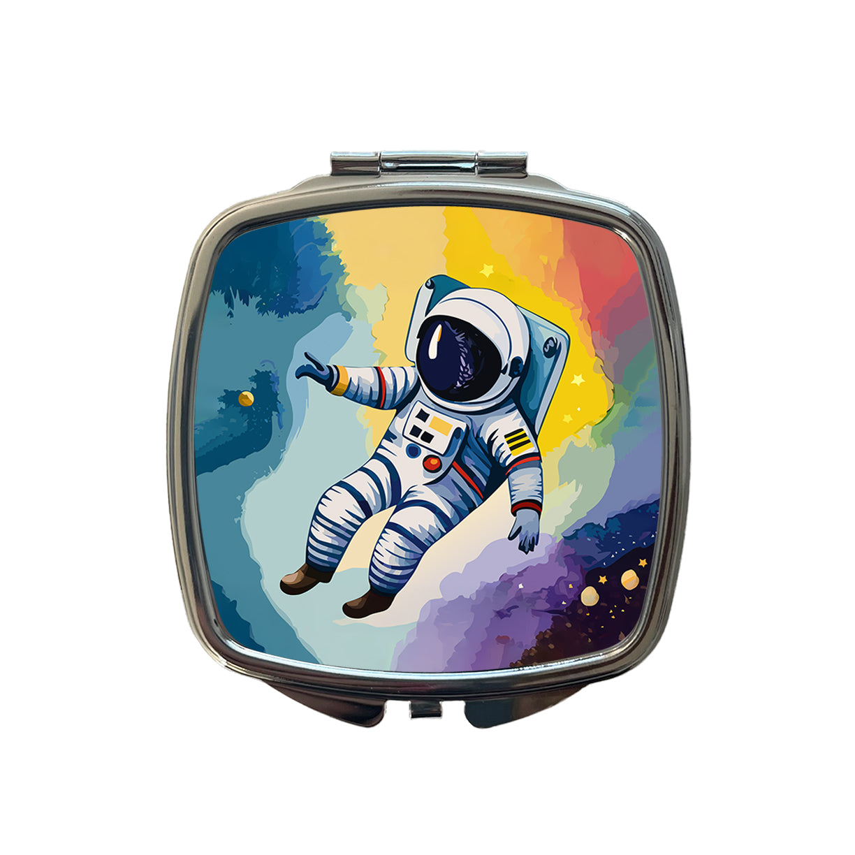 Astronaut Floating in Space Astronomy Small Travel Purse Handbag Pocket Makeup Compact Mirror