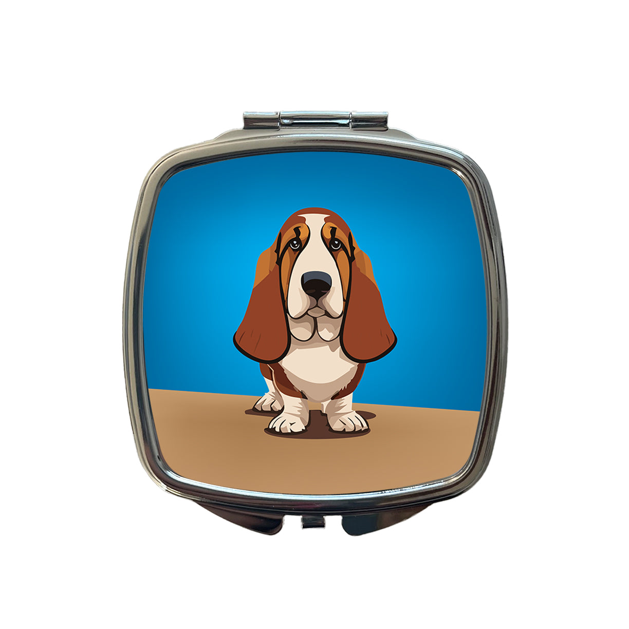 Basset Hound Staring Small Travel Purse Handbag Pocket Makeup Compact Mirror