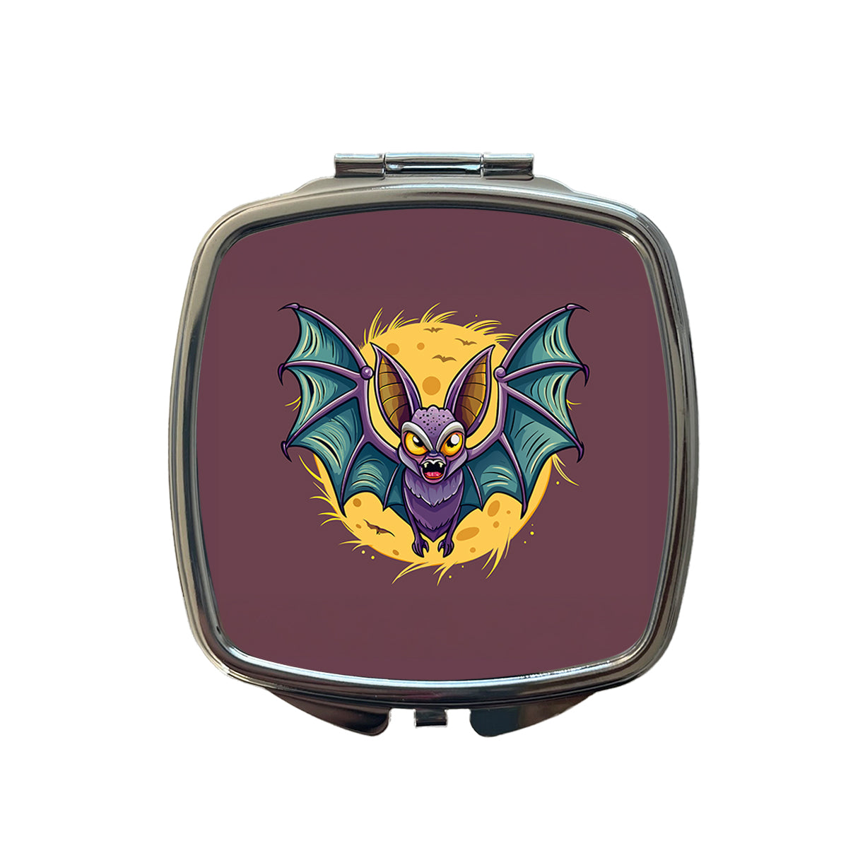 Bat Flying Halloween Spooky Small Travel Purse Handbag Pocket Makeup Compact Mirror