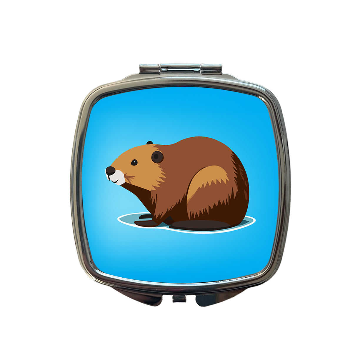 Beaver Cute Profile Small Travel Purse Handbag Pocket Makeup Compact Mirror