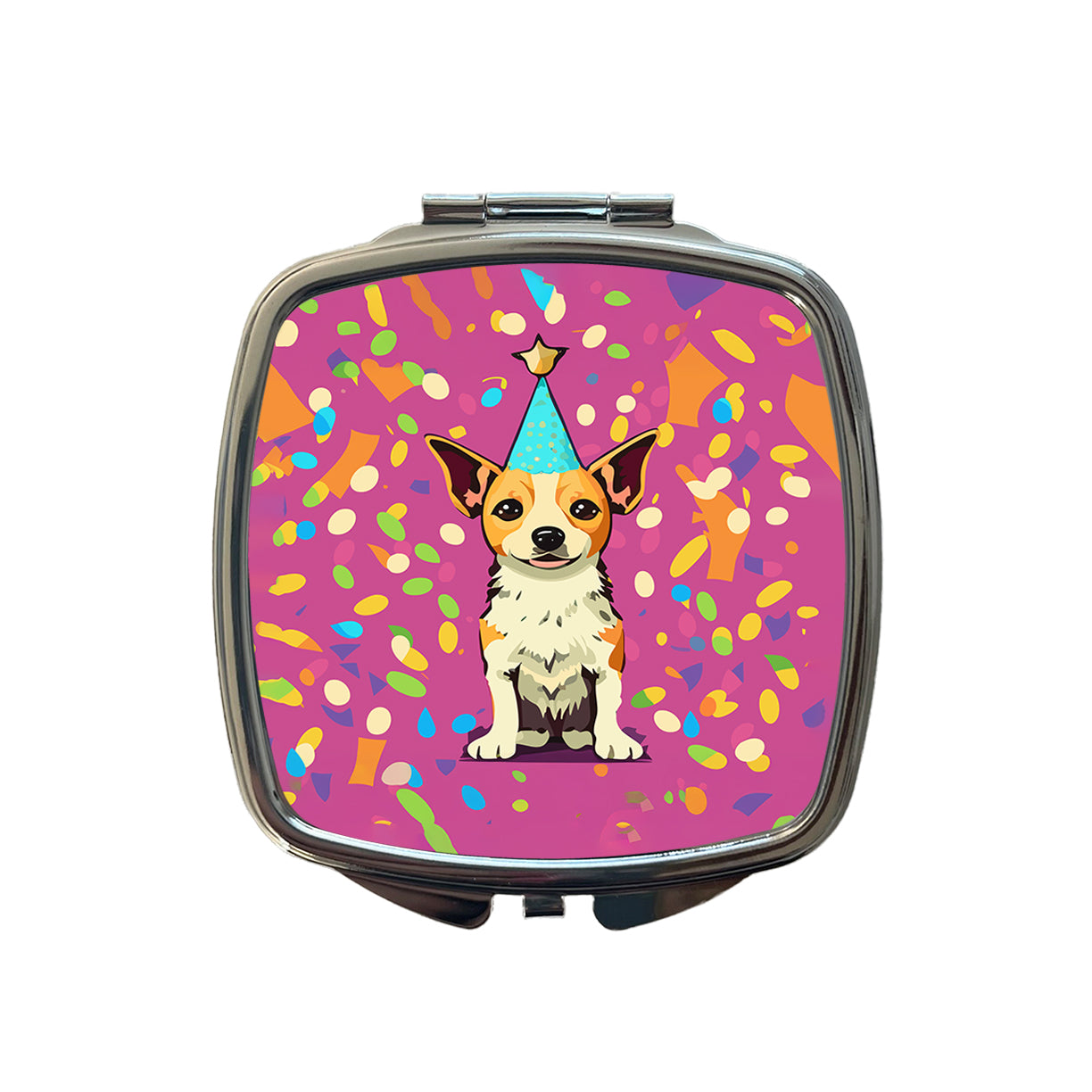 Birthday Dog Confetti Background Small Travel Purse Handbag Pocket Makeup Compact Mirror
