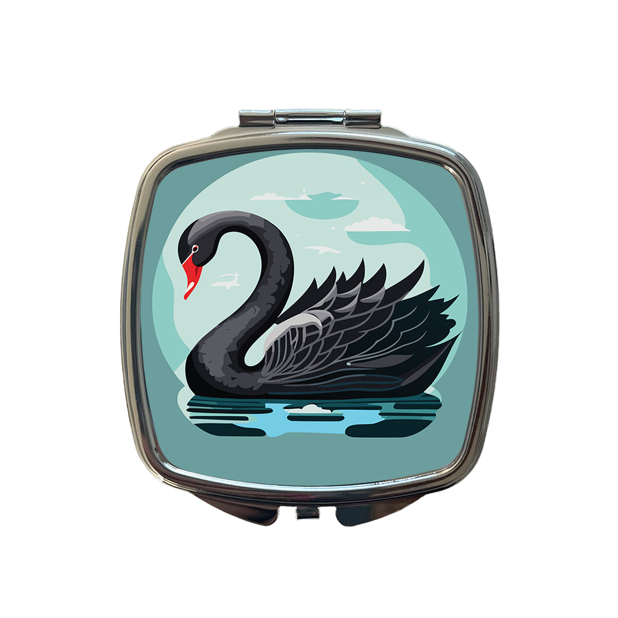 Black Swan Swimming Small Travel Purse Handbag Pocket Makeup Compact Mirror