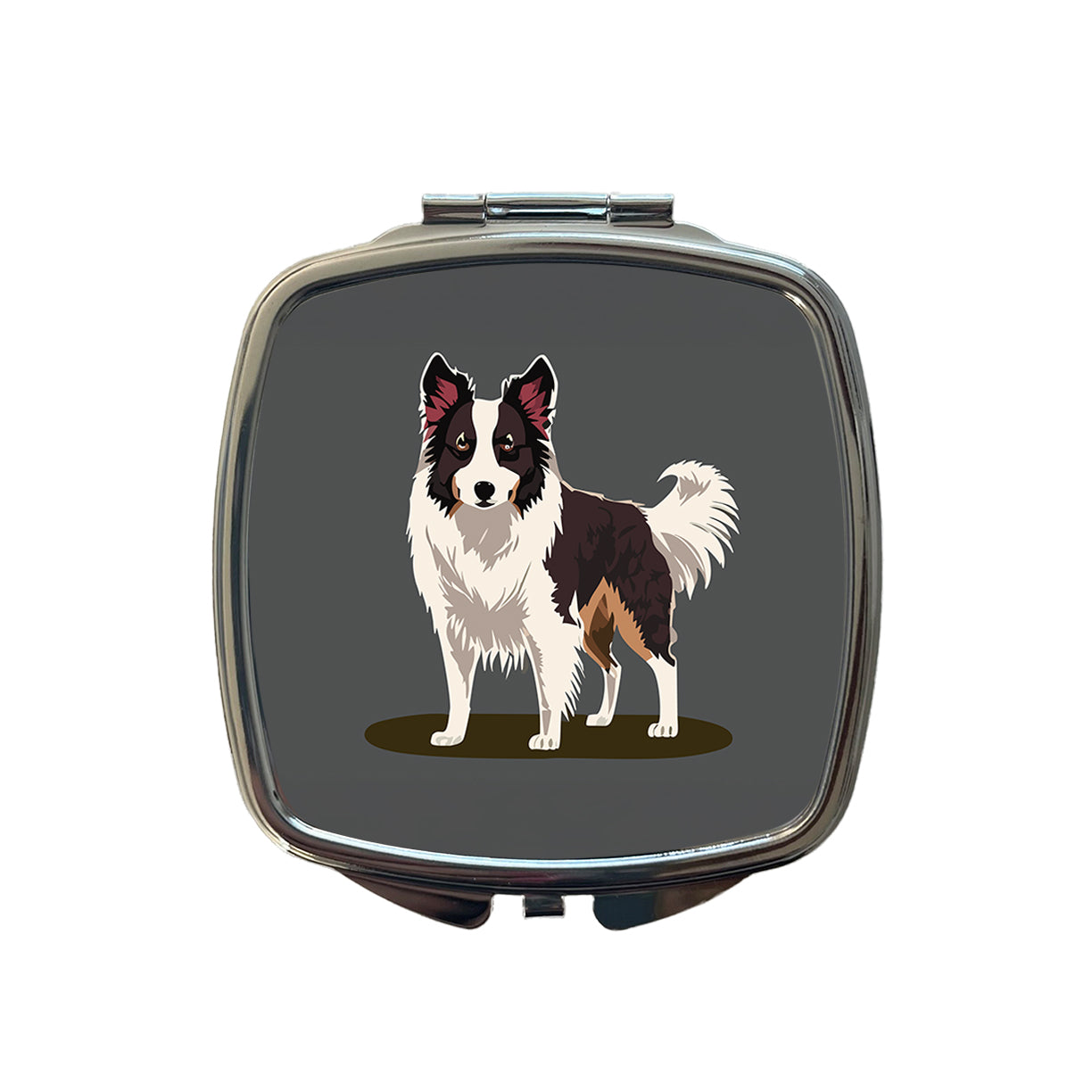 Border Collie Standing Small Travel Purse Handbag Pocket Makeup Compact Mirror