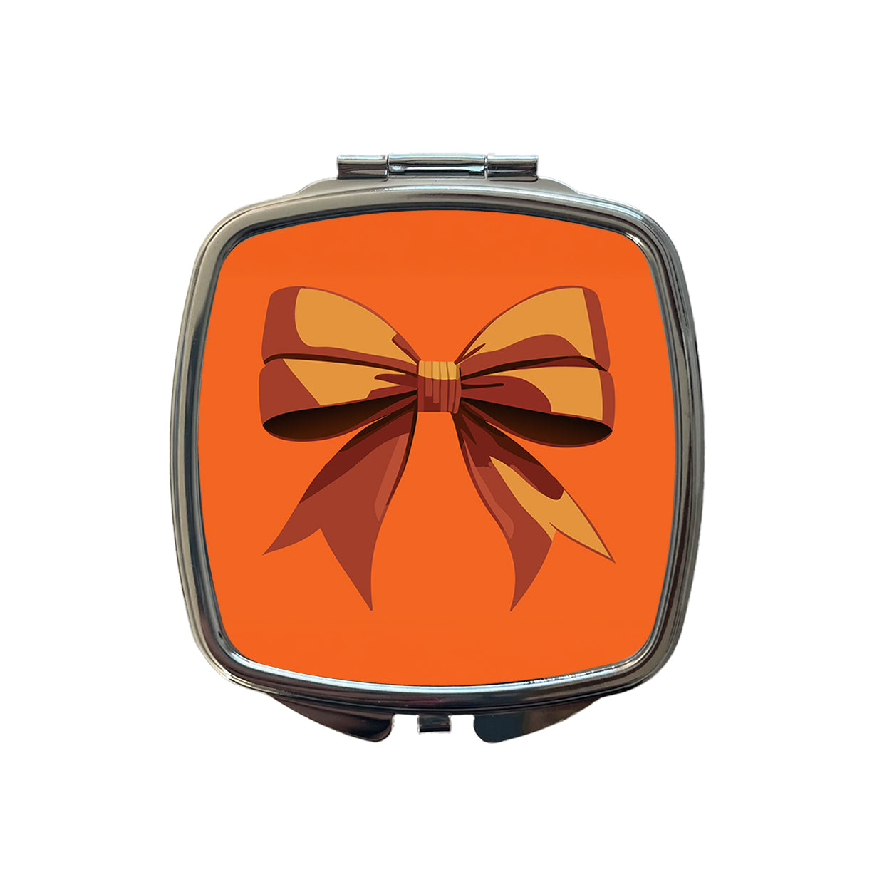 Bow Cheerleading Coquette Orange Small Travel Purse Handbag Pocket Makeup Compact Mirror